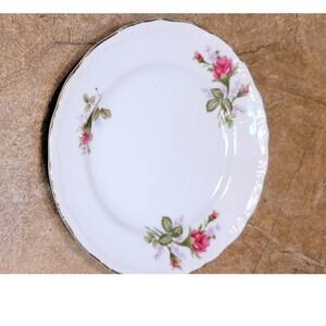 Vintage White Rose Floral Gold Trim Dessert Plate 39/6